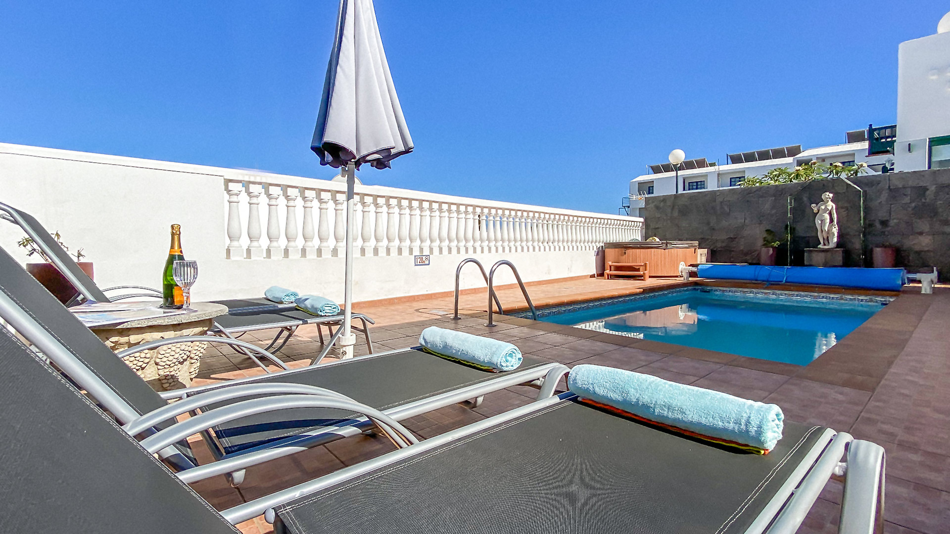 Bright pool terrace at Villa La Lavande